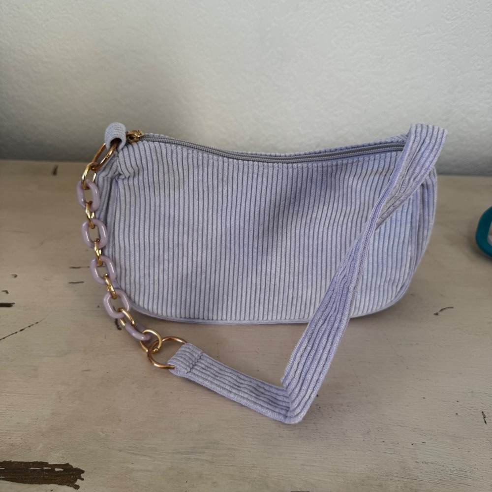 Y2KL Lilac Corduroy Shoulder Bag Chain Strap Mini Handbag Trendy‎ Y2K Style